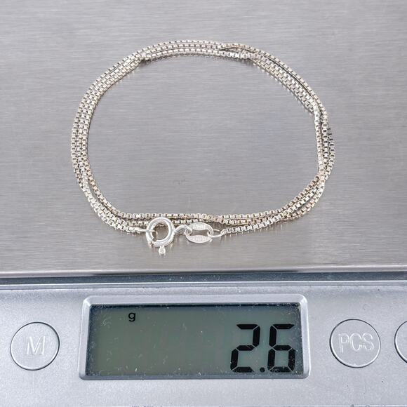 Box Chain Necklace | Italian Vintage Sterling Silver 925 | 18" - Picture 4 of 4